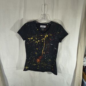 Timothy Designs Women's M Fitted V Neck T Shirt Unique Street Wear Art Design